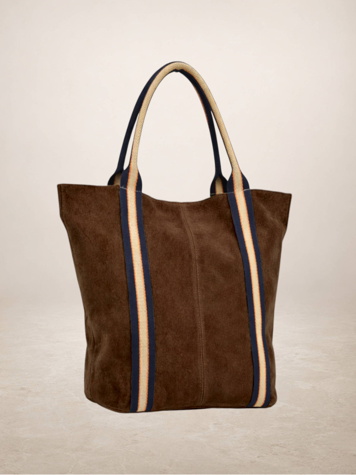 Melody Suede Leather Tote — Taupe
