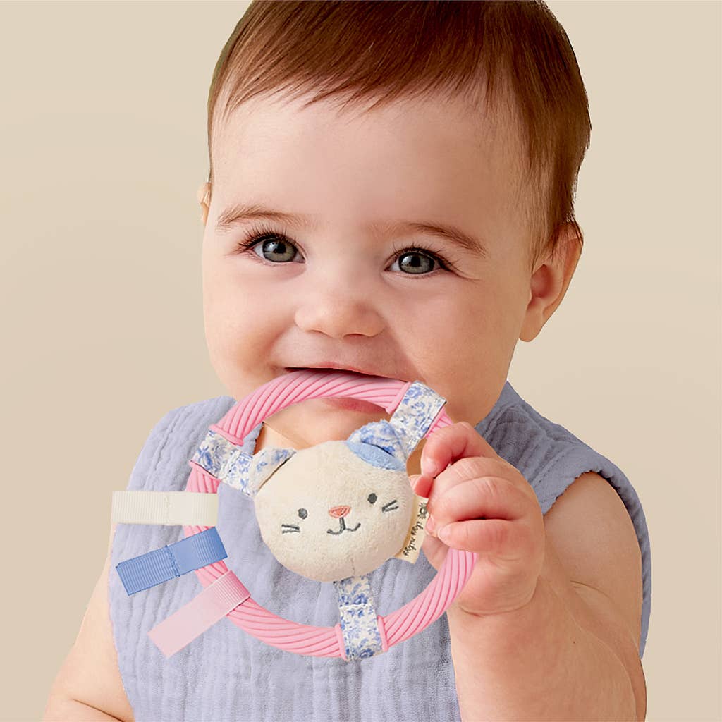 Itzy Ring Pal™ - Teething Ring with Plush Character: Taupe Bear