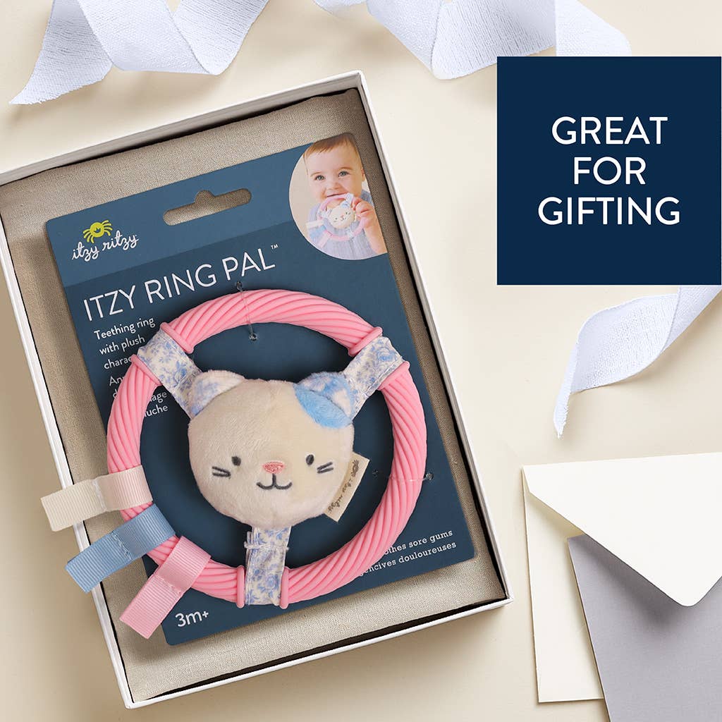 Itzy Ring Pal™ - Teething Ring with Plush Character: Taupe Bear