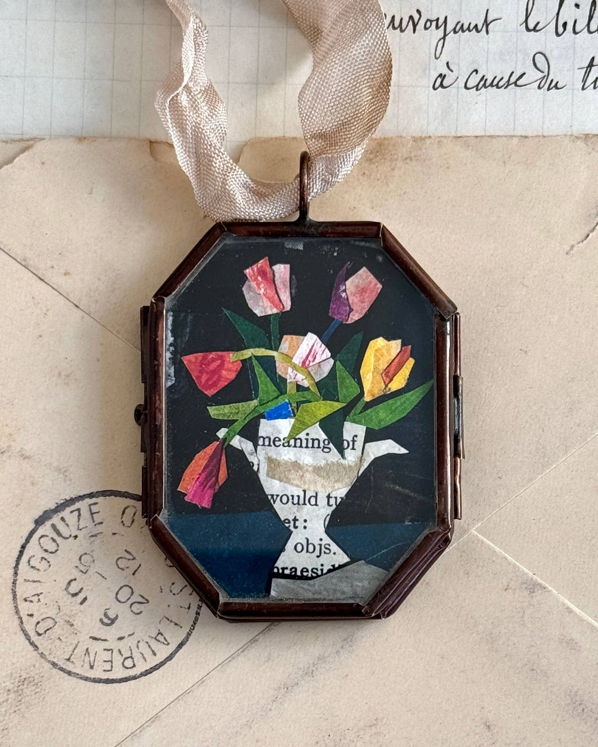 Maris Mirum Tulips in Urn art locket by Brandie Stonge