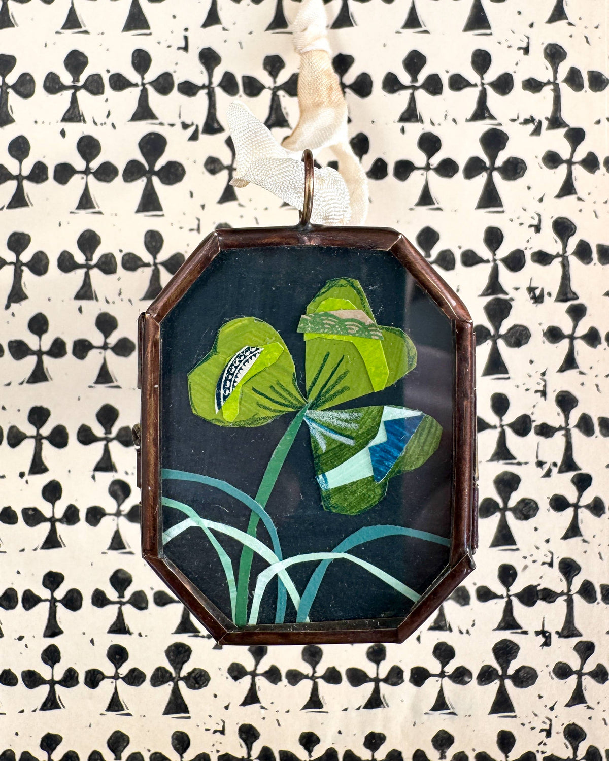 Maris Mirum Clover with Grass art locket by Brandie Stonge