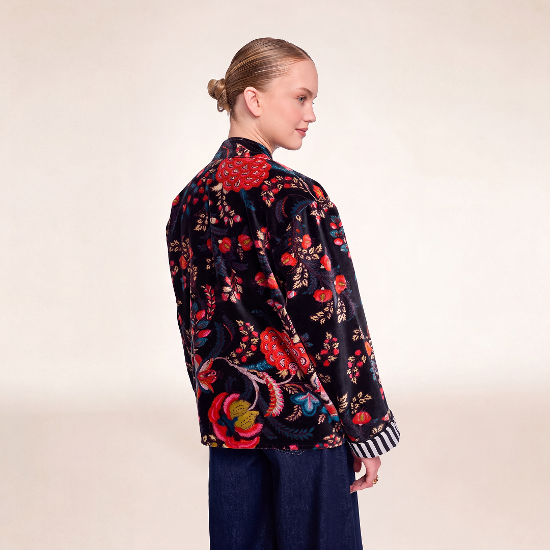 Bohemian Garden Velvet Jacket – Black
