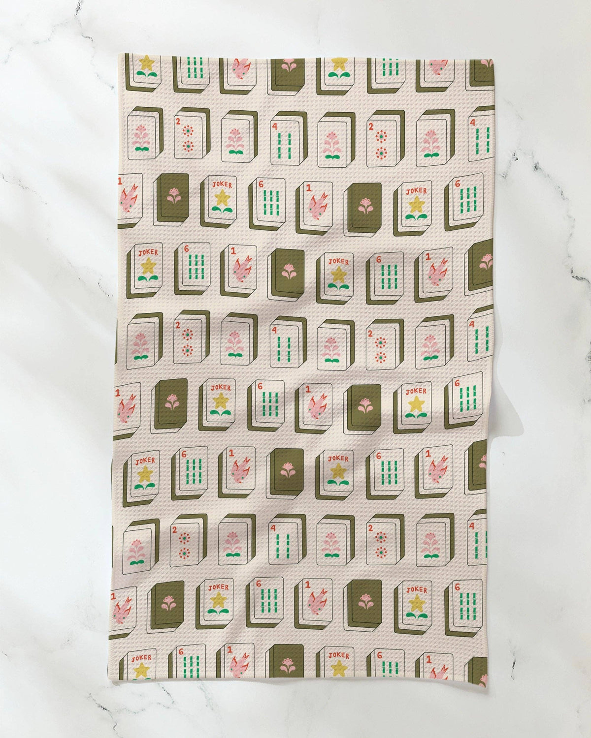 Flower Tiles Tea Towel: Pink