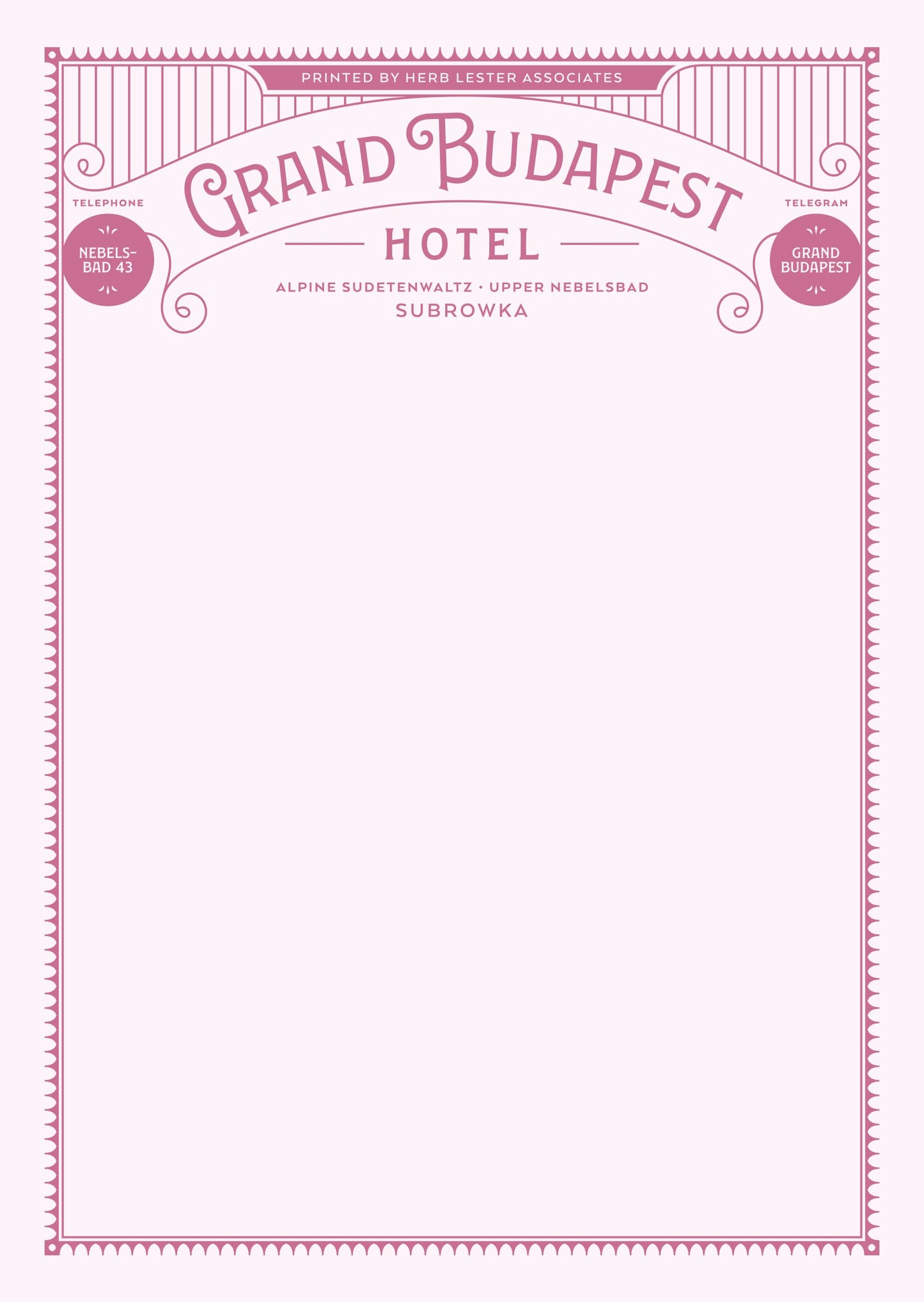 Grand Budapest Hotel: Fictional Hotel Notepad