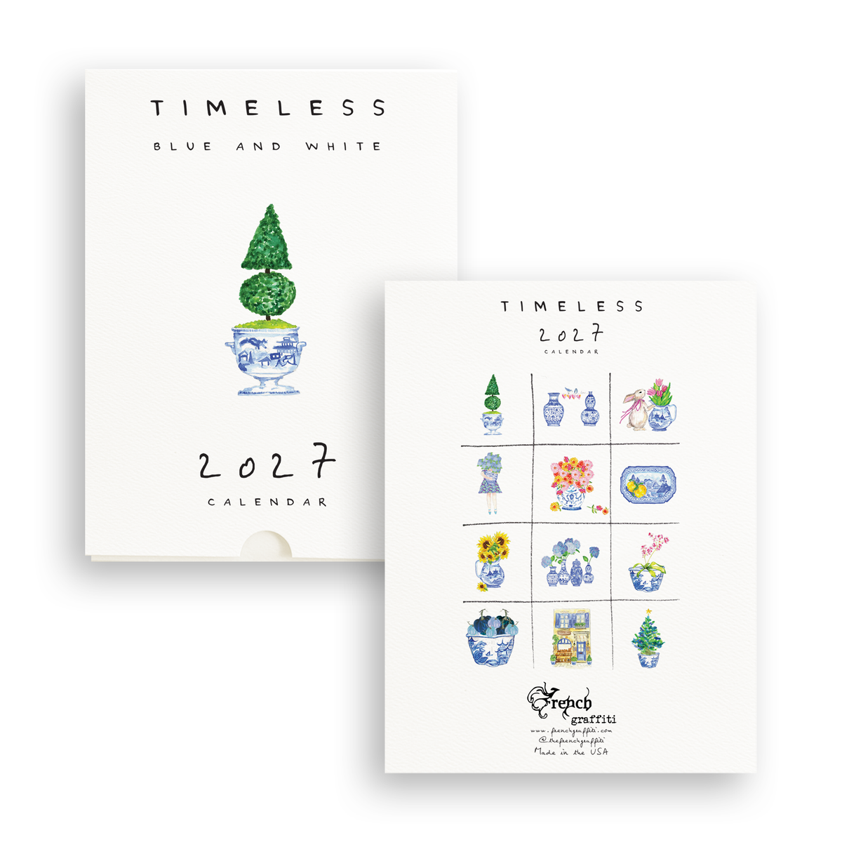 Timeless Blue & White 2027 Calendar