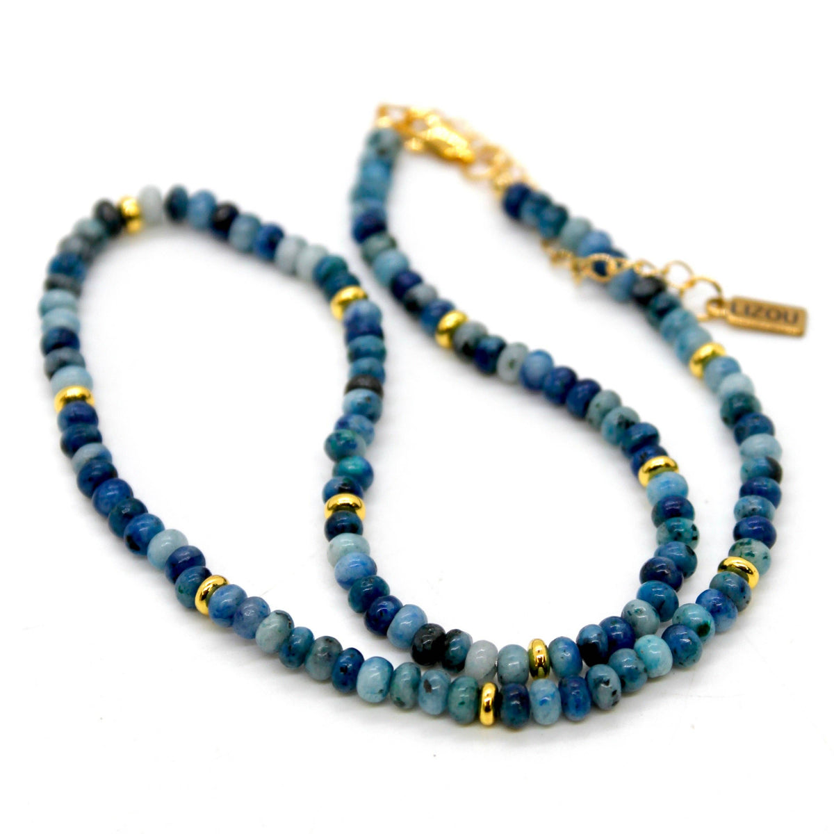 Blue Line Jasper + Gold Necklace - NC-506G