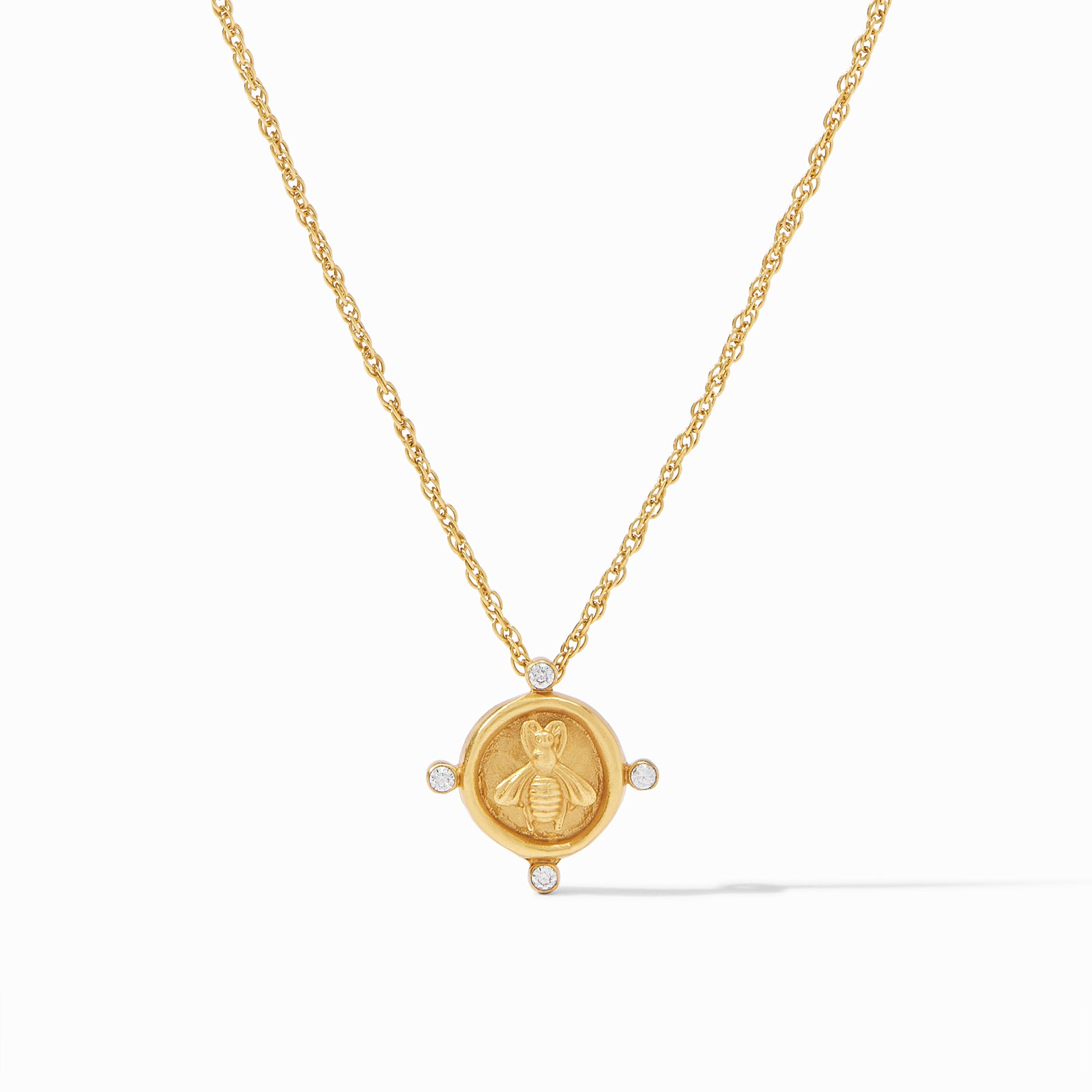 Julie Vos Bee Cameo Solitaire Necklace with cubic zirconia