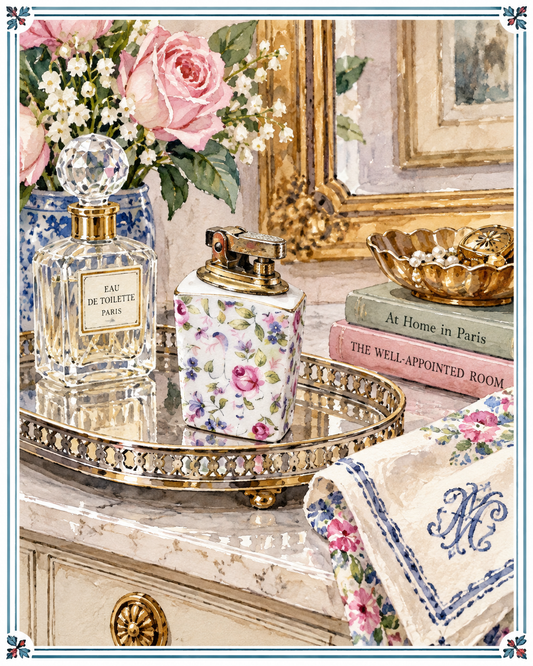 Vintage Floral Porcelain Table Lighter