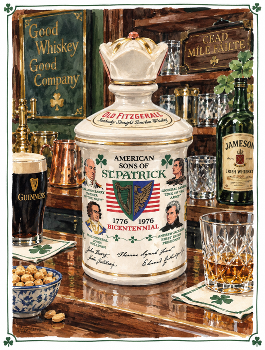 Vintage 1976 Old Fitzgerald “American Sons of St. Patrick” Bicentennial Decanter