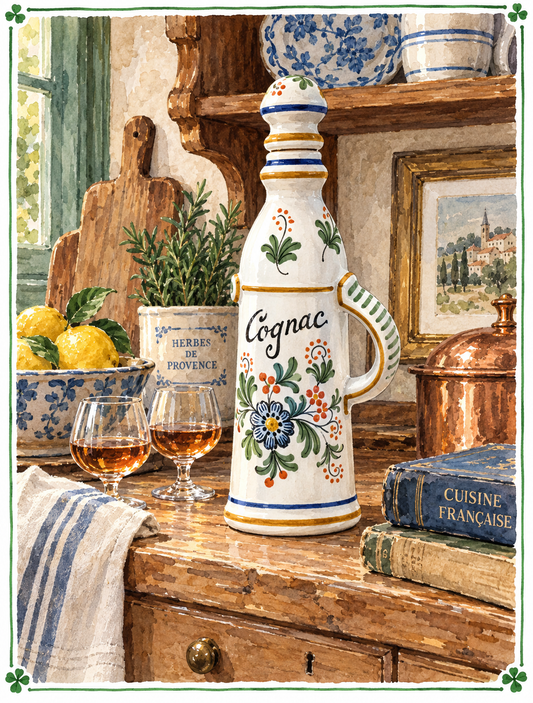 Vintage Hand-Painted Ceramic Cognac Decanter