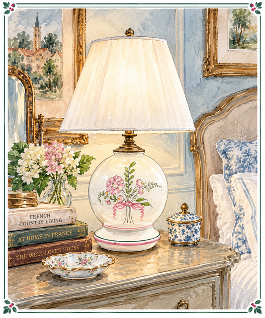 Vintage Pierre Deux French Country Floral Ceramic Table Lamp