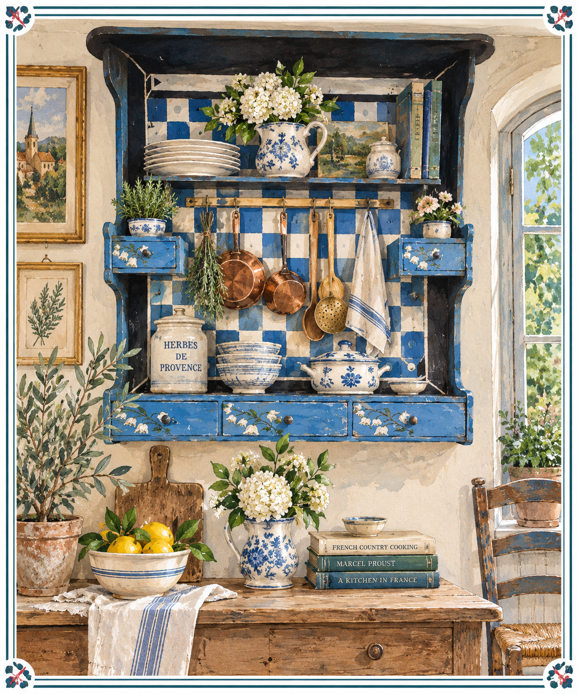 Antique French Painted Kitchen Cupboard from the Paris Flea Market