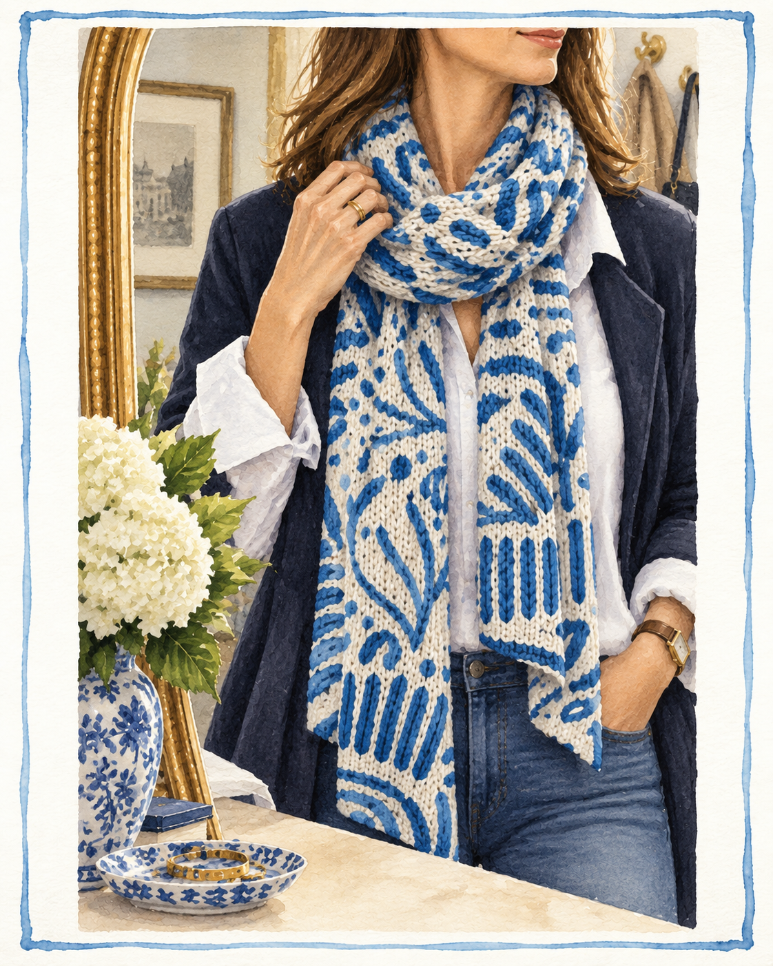 Fold Scarf — Blue Love