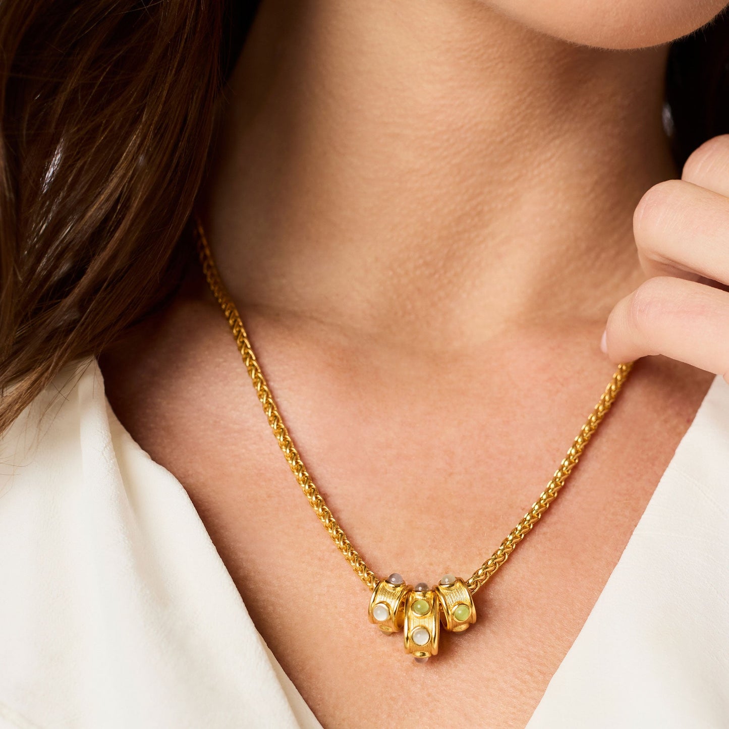Julie Vos Cobblestone Loop Necklace in Multi-Stone Cat's Eye – view 2