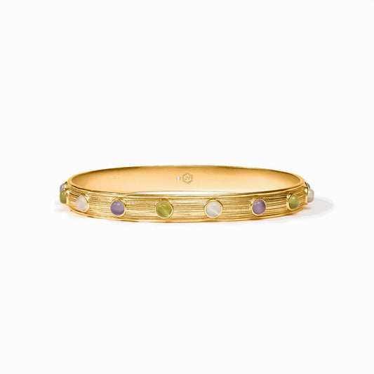 Julie Vos Cobblestone Stone Bangle in Multi-Stone Cat's Eye, Medium