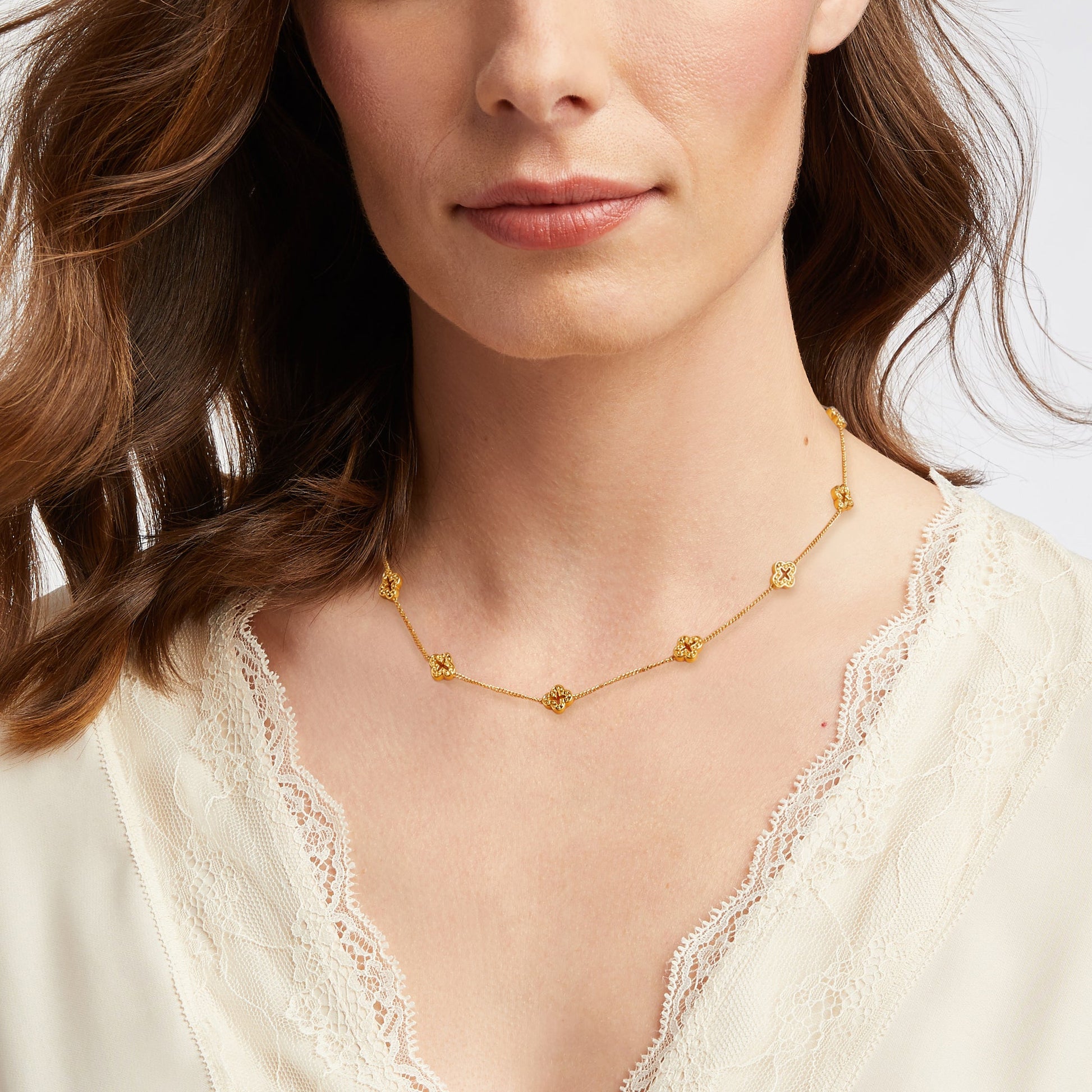 Julie Vos Florentine Demi Delicate Station Necklace in Gold – view 2