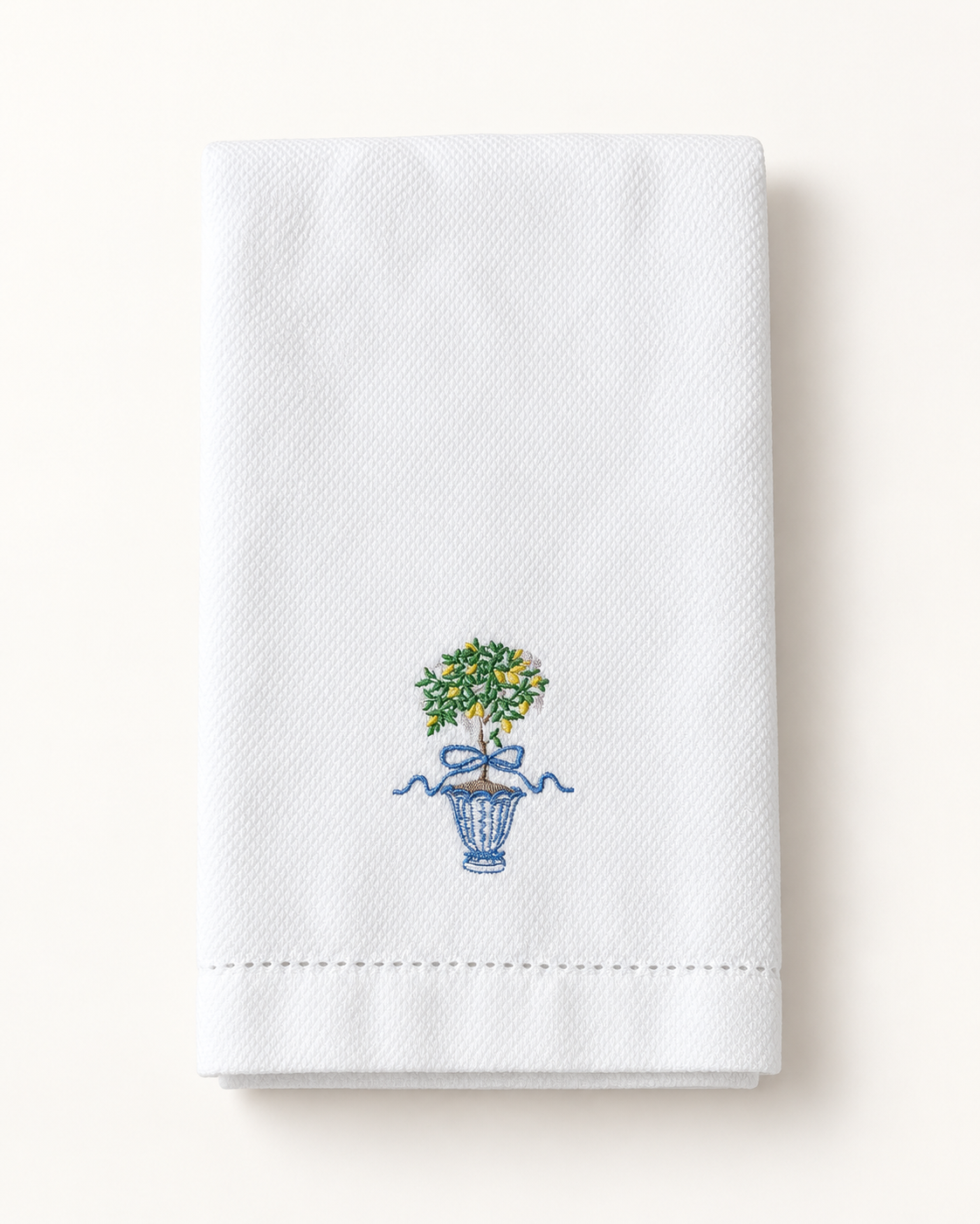 Lemon Topiary Embroidered Towel