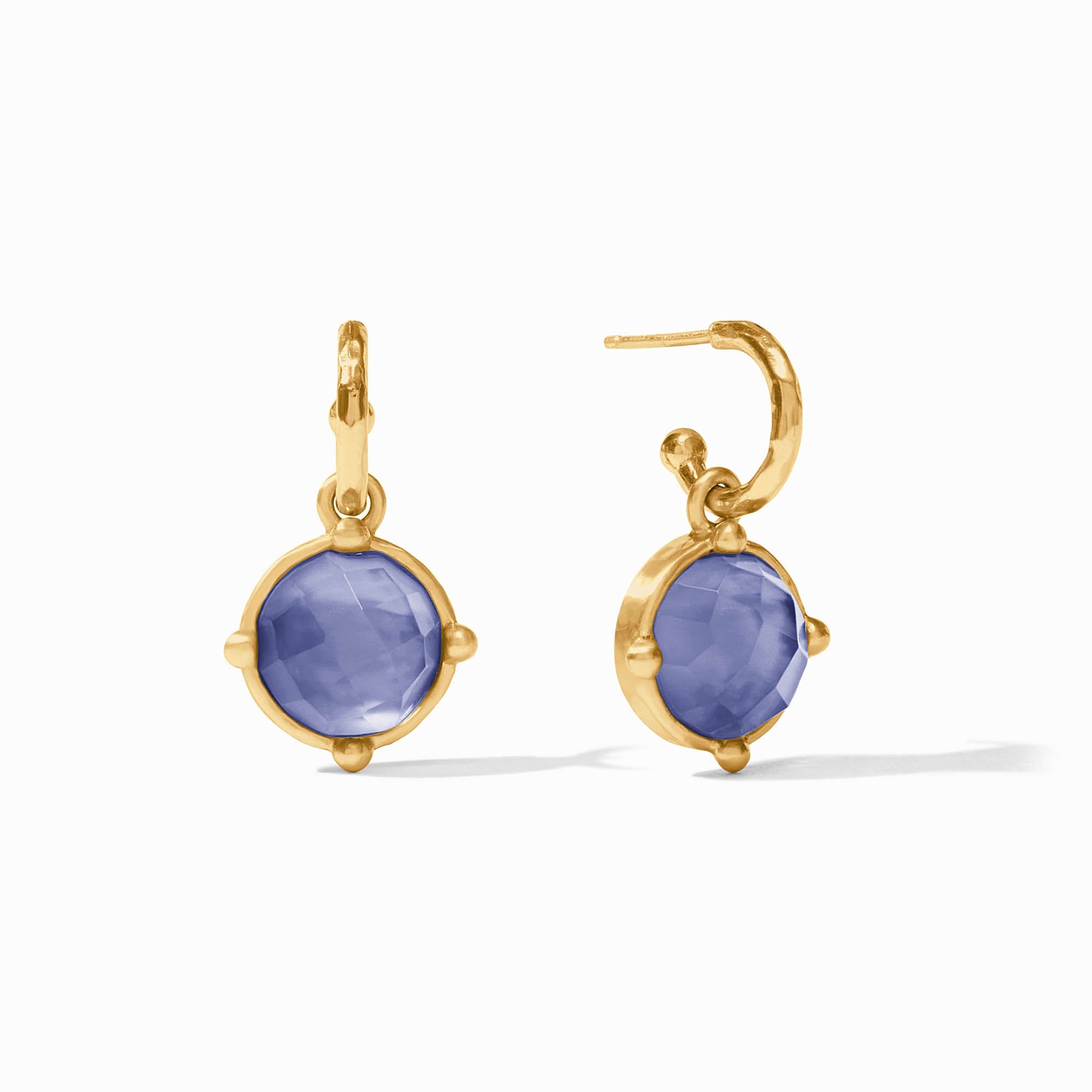 Julie Vos Honeybee Hoop & Charm Earring in Iridescent Tanzanite Blue