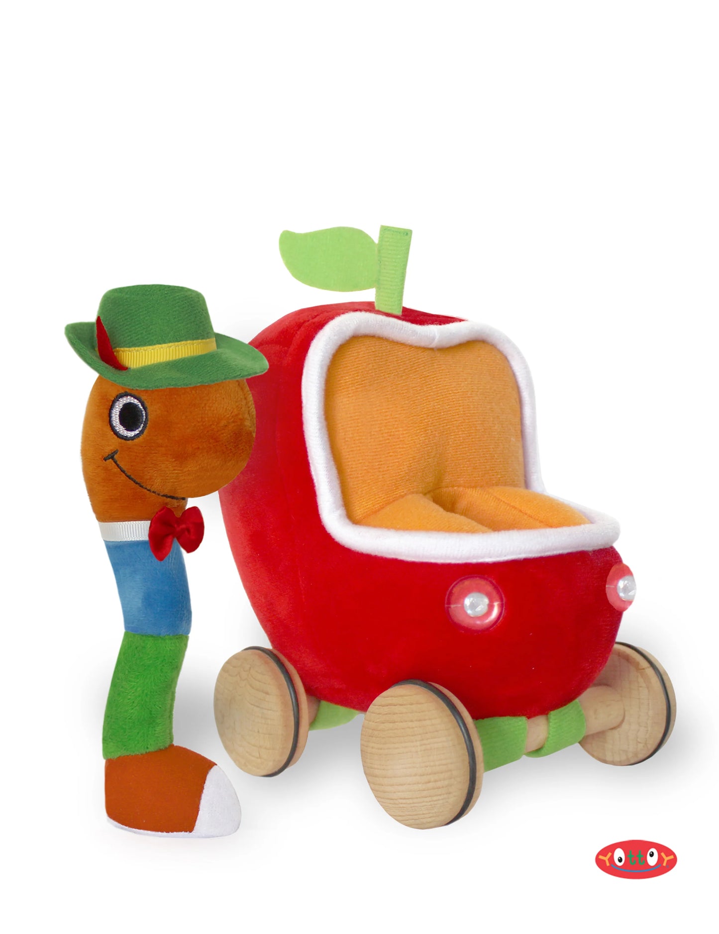 Lowly Worm Soft Toy with Applecar