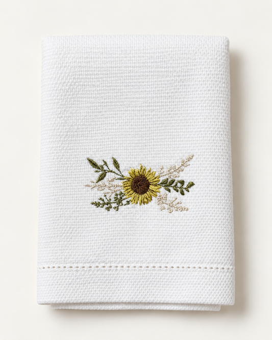 Yellow Sunflower Embroidered Towel