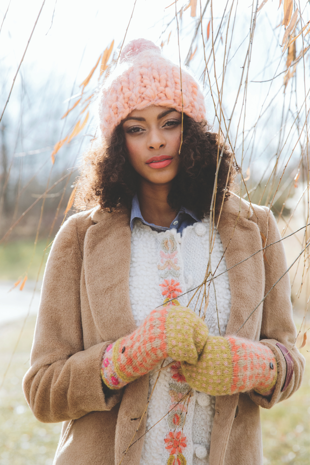 Rita Convertible Mittens: Peach