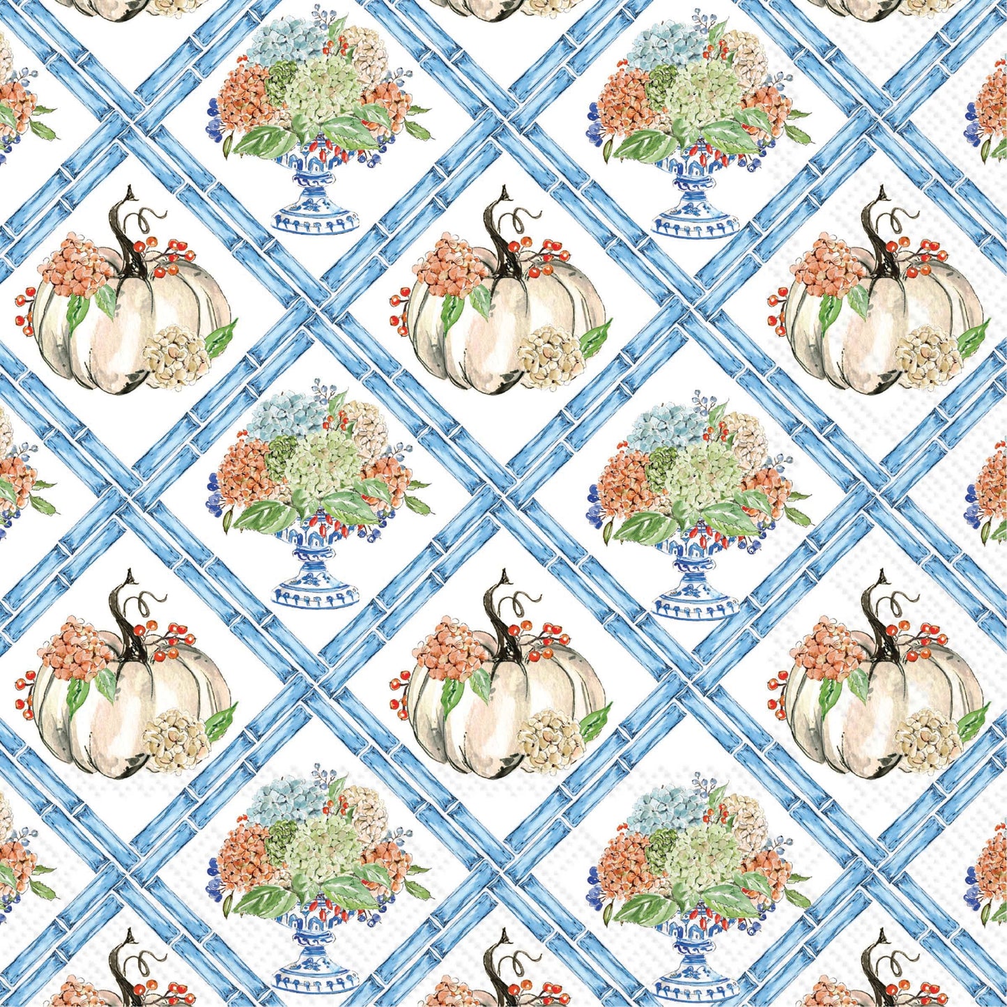 Rosanne Beck Fall Hydrangea Trellis Cocktail Napkins