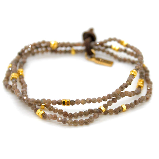 Luxury Mini Faceted Coffee Labradorite Stone Bracelet - BC-618