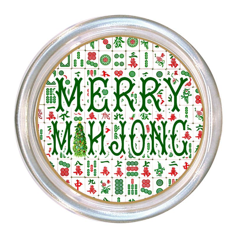 Merry Mahjong glass coaster