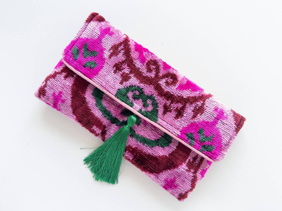 AYCA Design Silk Velvet Ikat Tassel Clutch — Pre-order