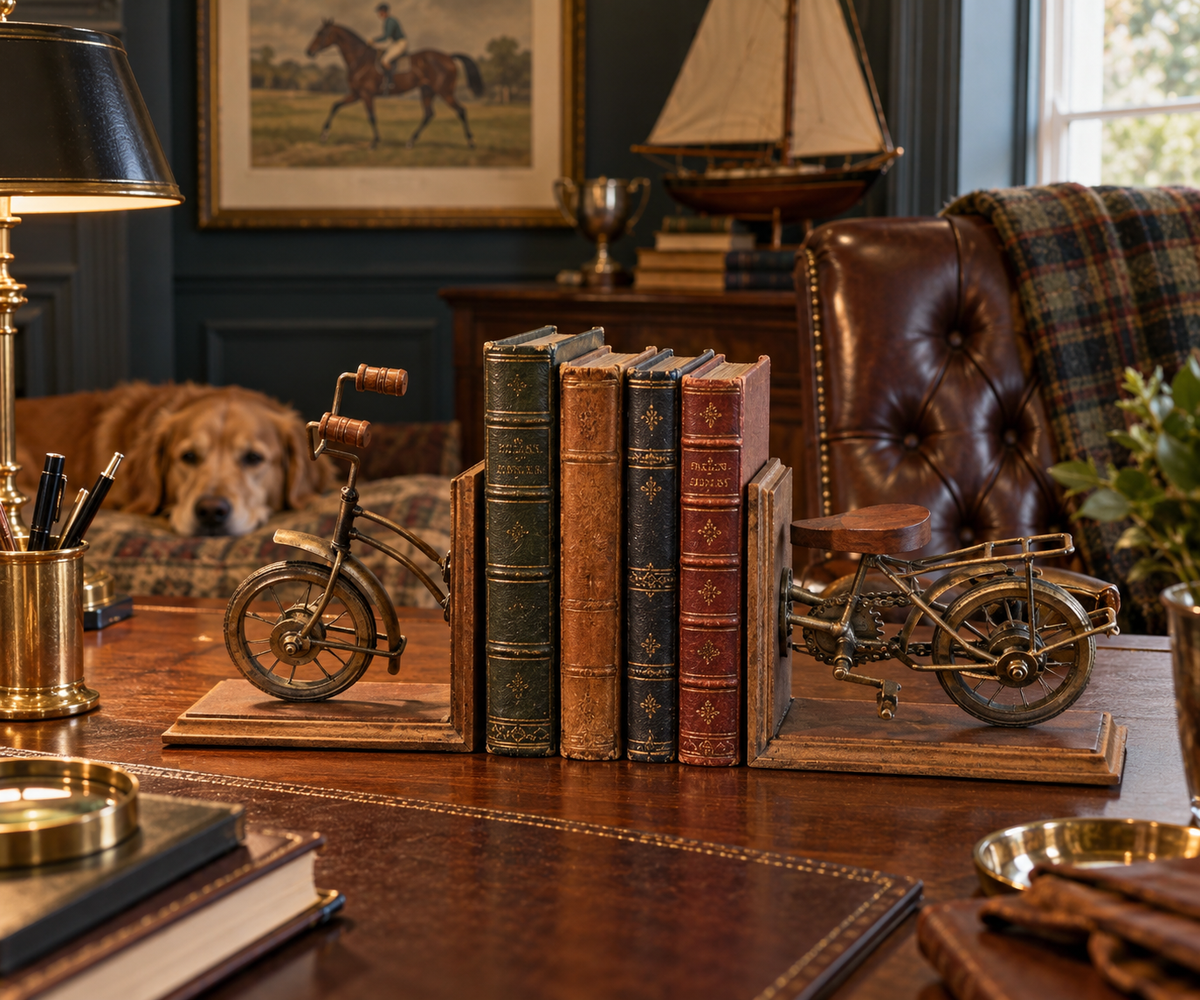 Vintage Motorcycle Bookends