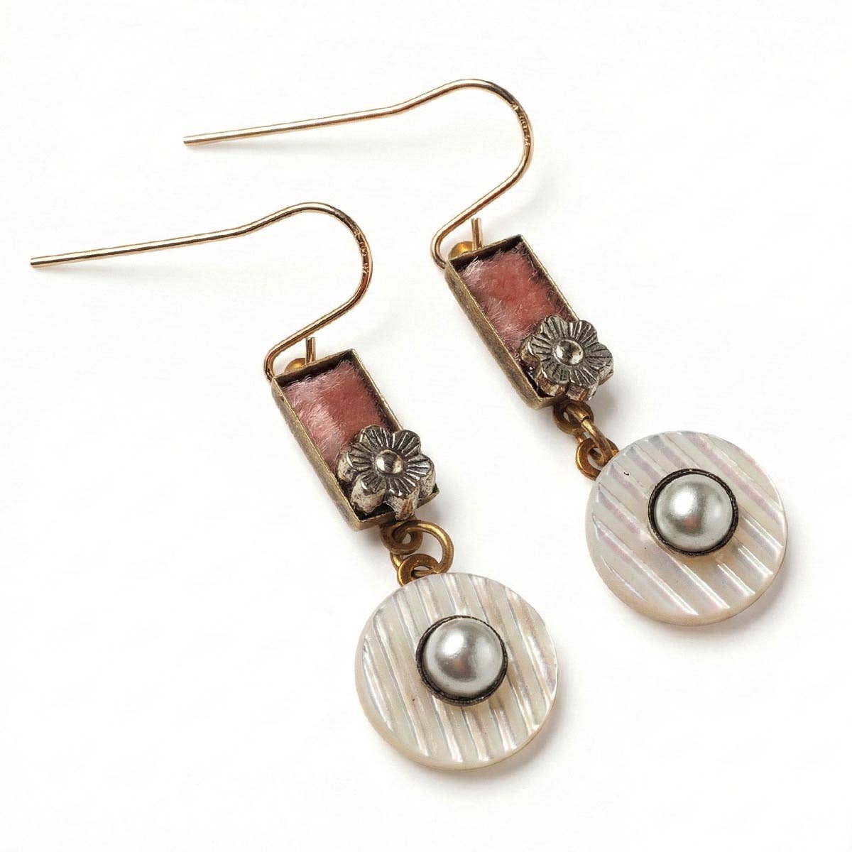 Rosé Velvet & Mother-of-Pearl Earrings