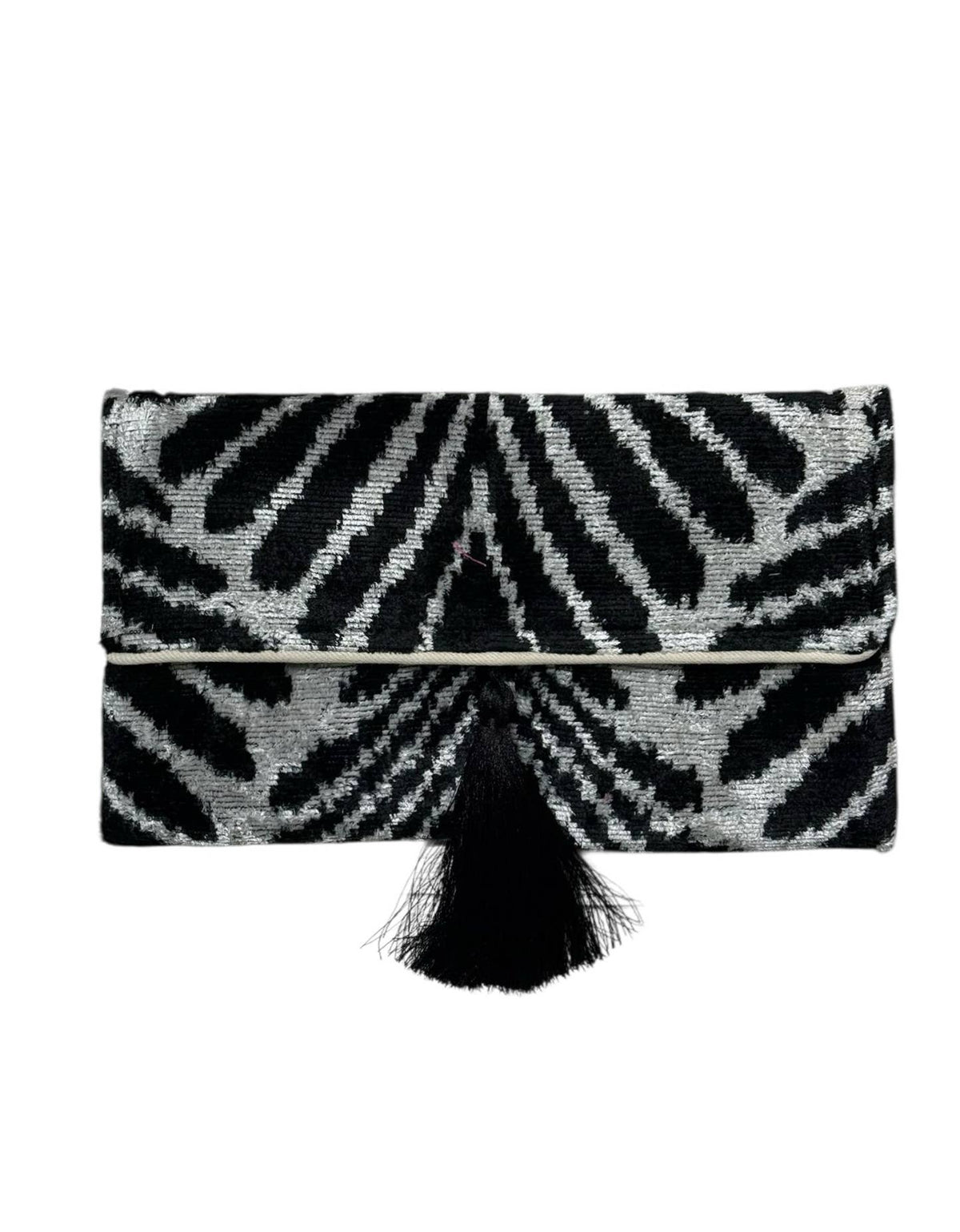 AYCA Design Silk Velvet Ikat Tassel Clutch — Pre-order