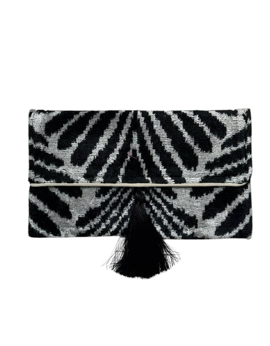 AYCA Design Silk Velvet Ikat Tassel Clutch — Pre-order