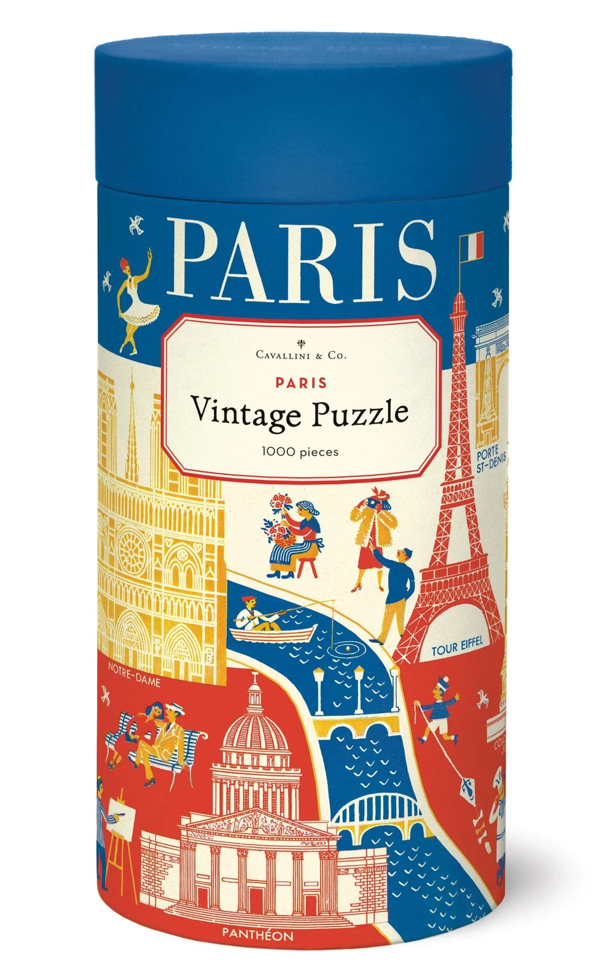 Cavallini Vintage Paris 1,000-piece puzzle in illustrated blue gift tube
