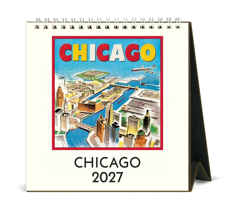 Cavallini Chicago 2027 desk calendar with vintage city illustration