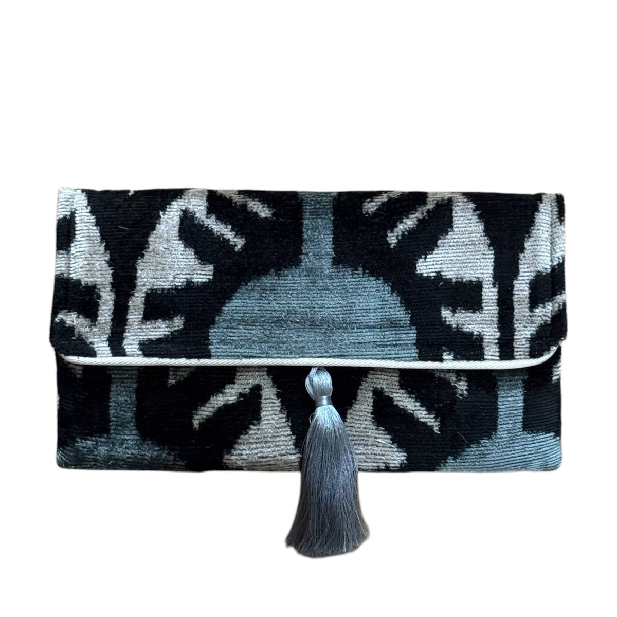 AYCA Design Silk Velvet Ikat Tassel Clutch — Pre-order