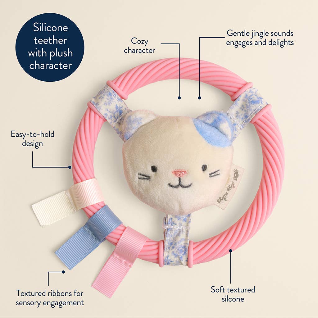 Itzy Ring Pal™ - Teething Ring with Plush Character: Taupe Bear
