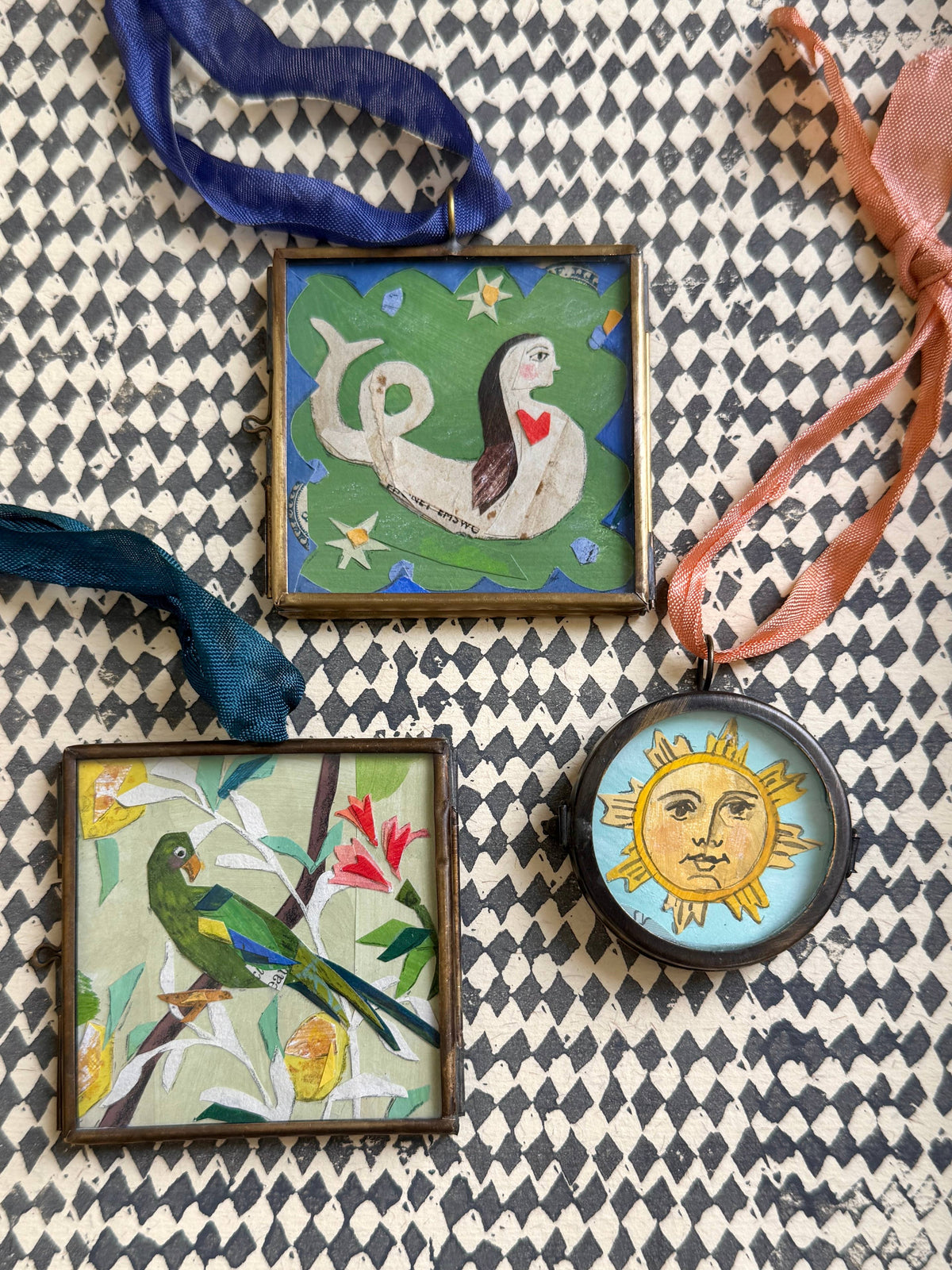 Meriwether ~ Art Locket Ornament Nautical Mermaid Handmade 