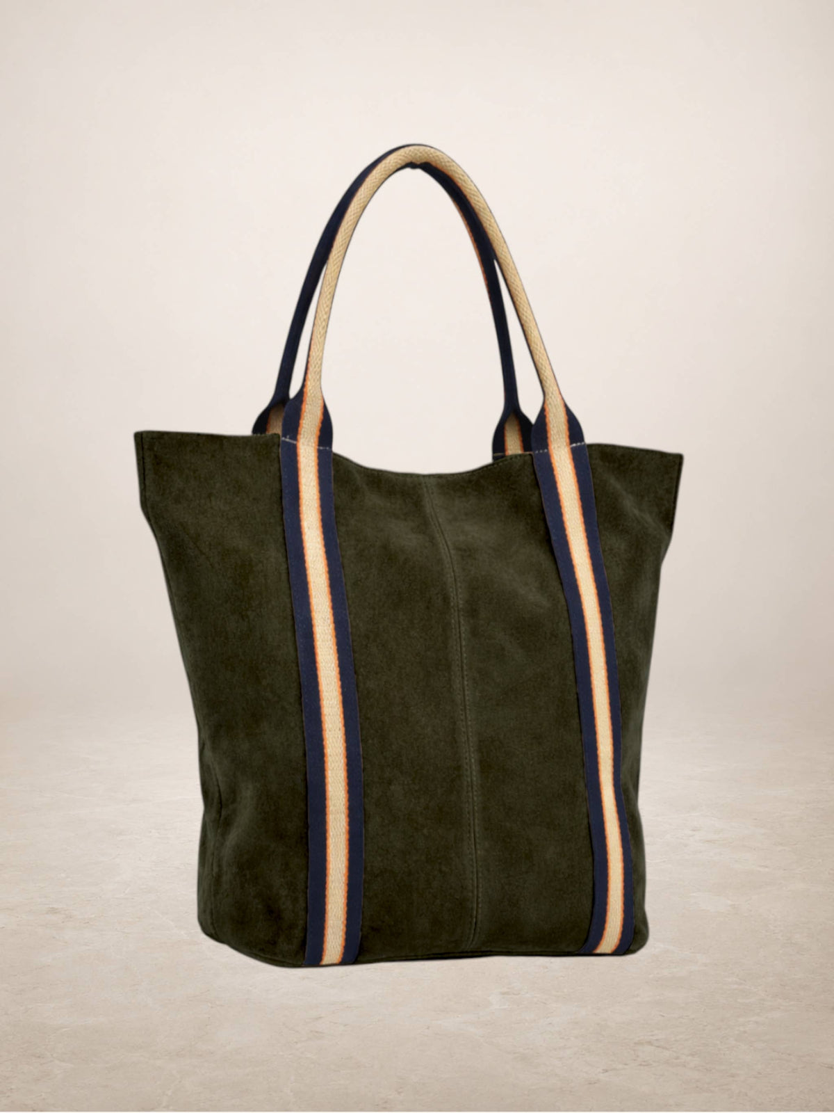 Melody Suede Leather Tote — Olive Green