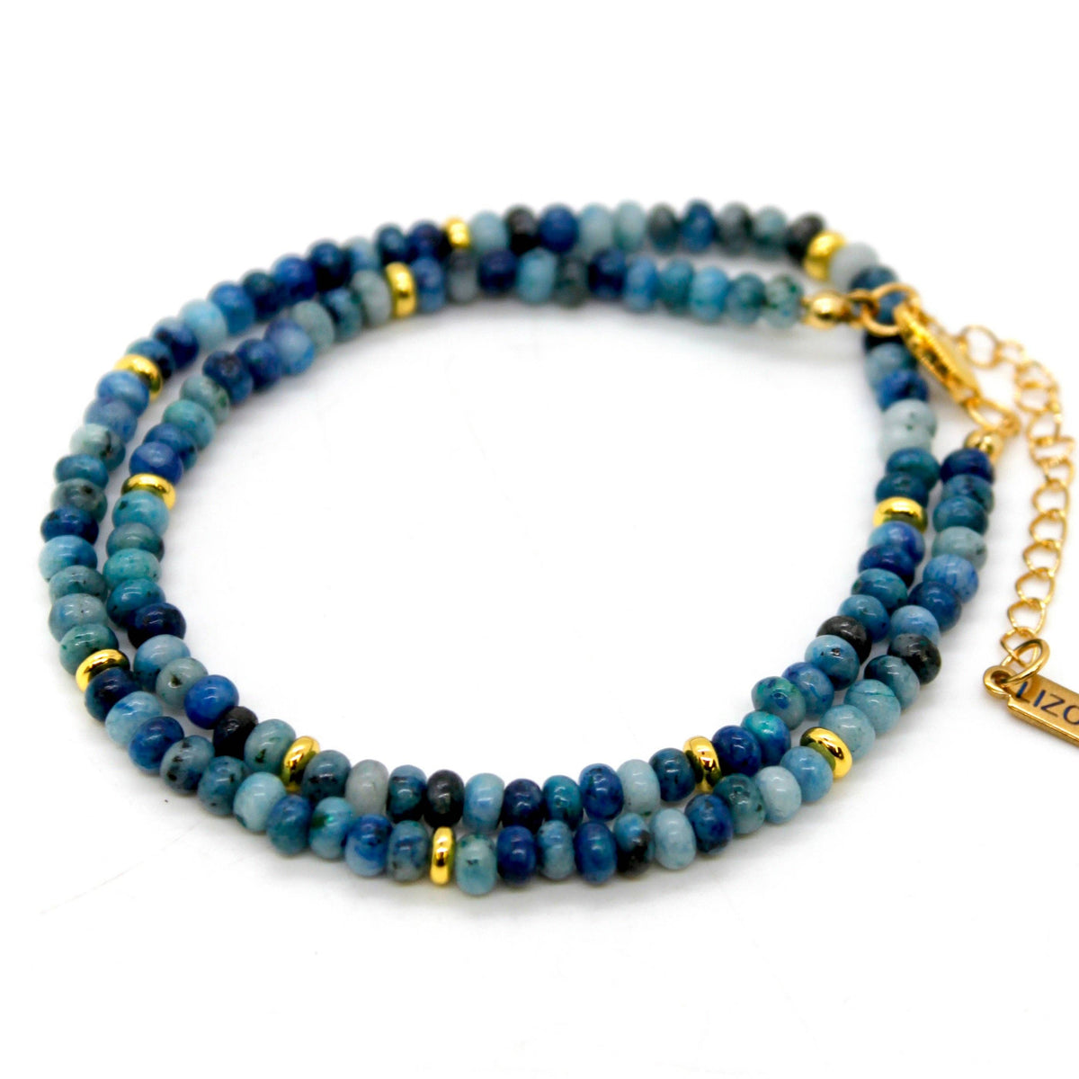 Blue Line Jasper + Gold Necklace - NC-506G