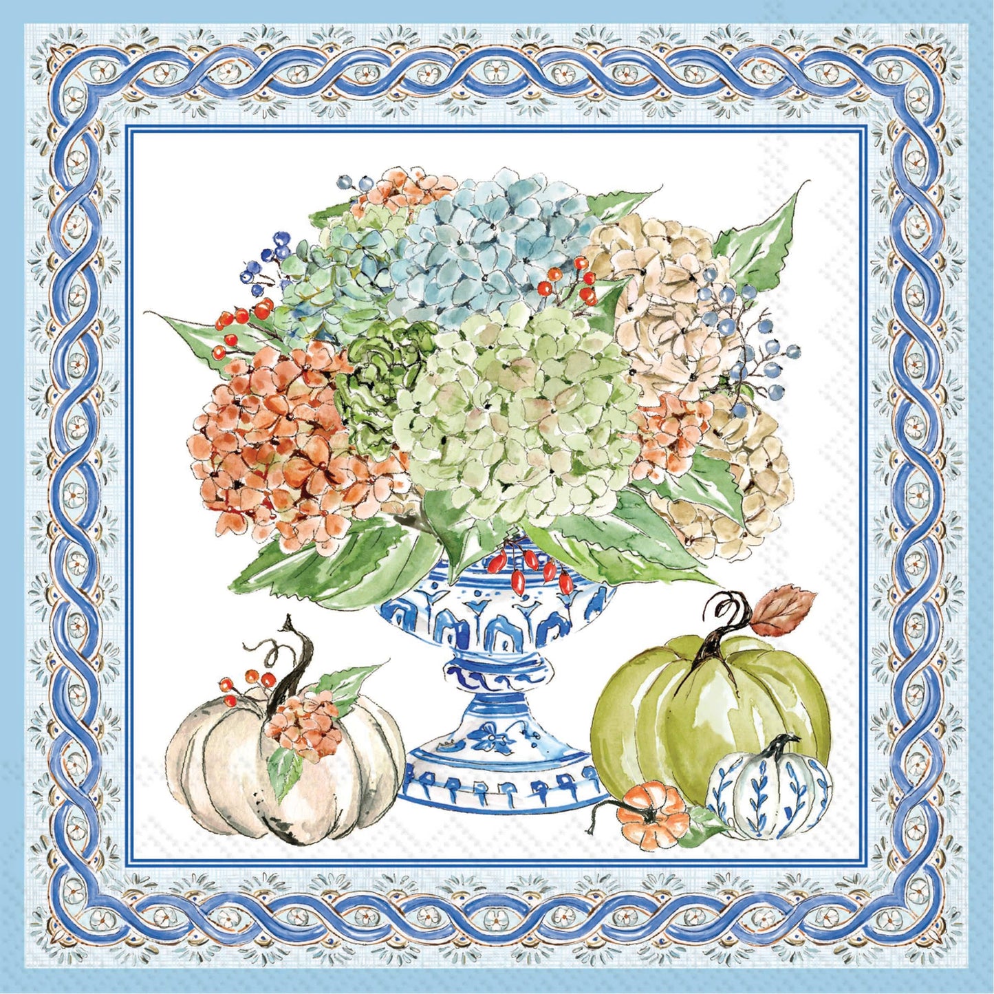 Rosanne Beck Fall Hydrangea Urn Cocktail Napkins