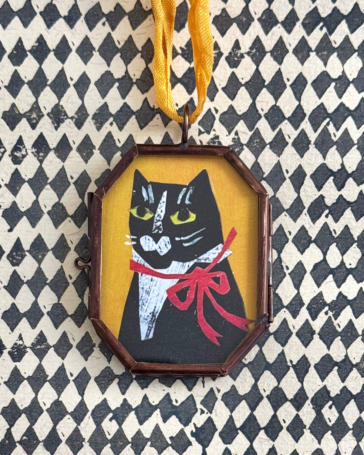 Maris Mirum Tuxedo Kitty art locket by Brandie Stonge
