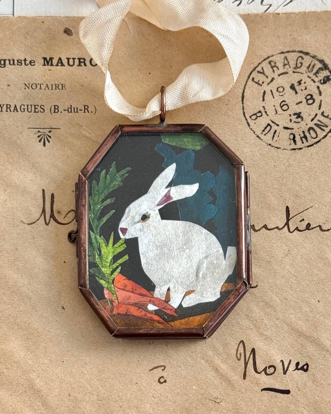 Maris Mirum Classical Rabbit art locket by Brandie Stonge