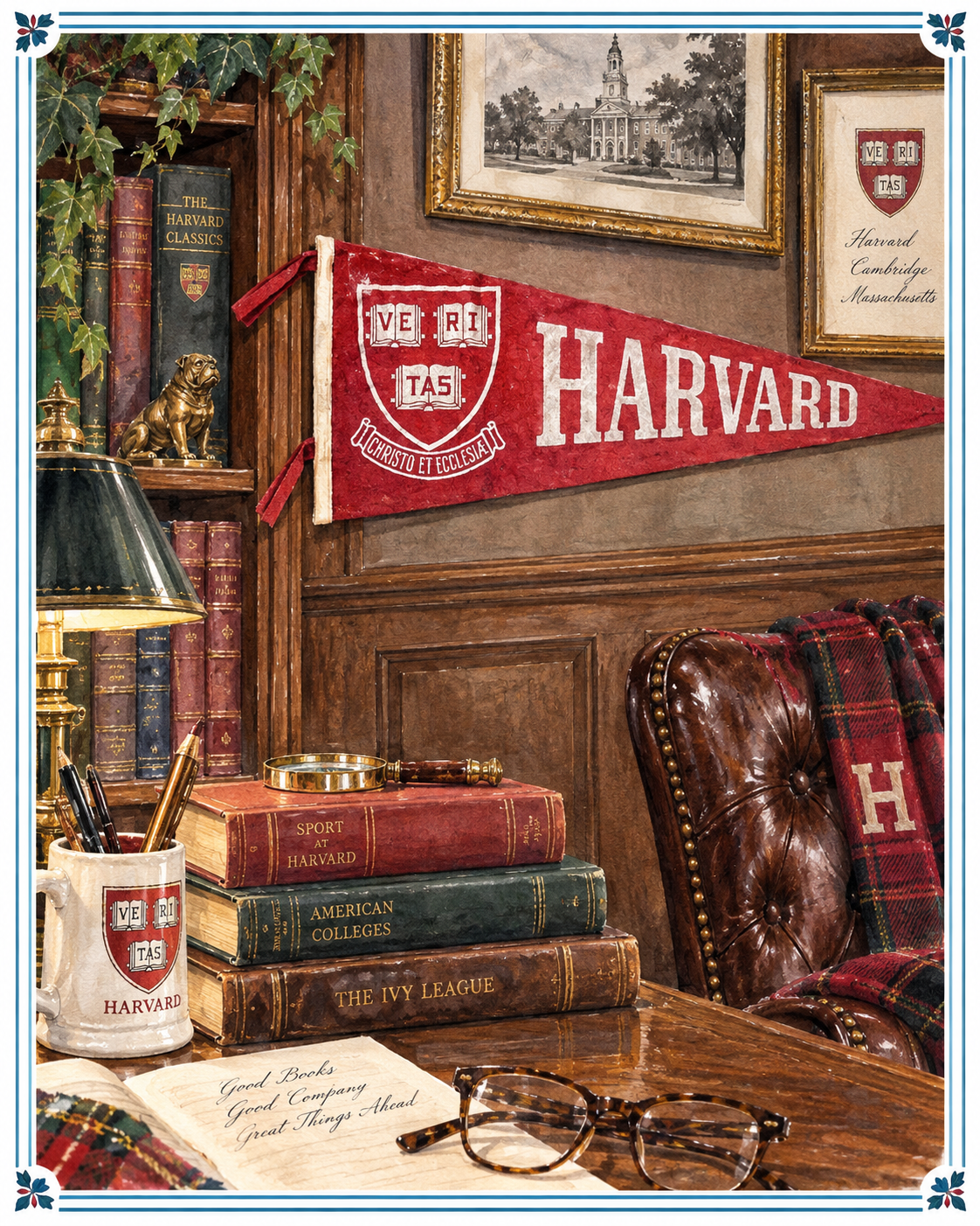 Antique Harvard University Crimson Felt Pennant — Early 20th Century