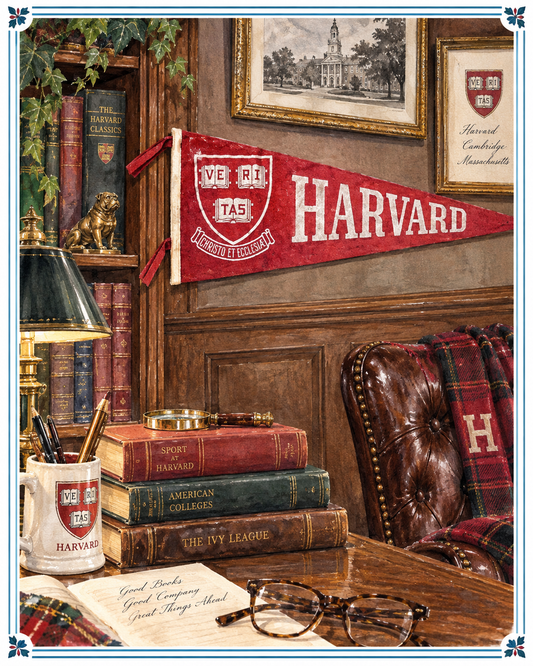 Antique Harvard University Crimson Felt Pennant — Early 20th Century