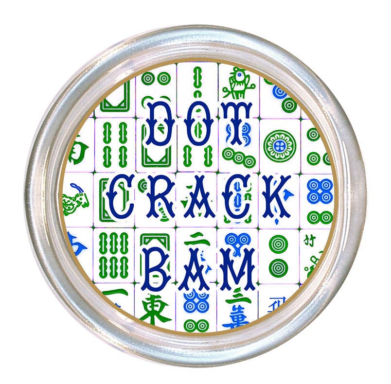 Dot Crack Bam Mahjong — Blue & Green glass coaster
