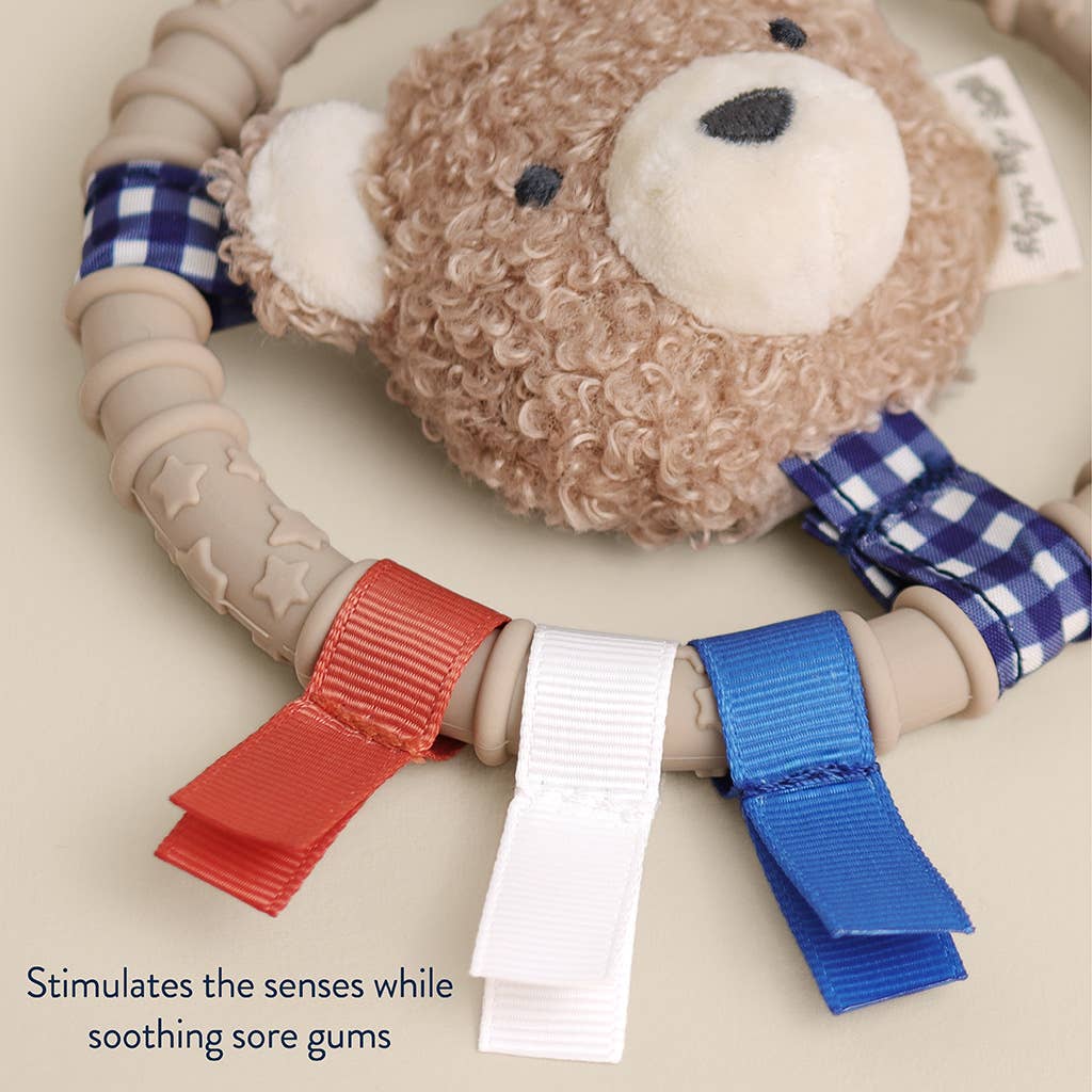 Itzy Ring Pal™ - Teething Ring with Plush Character: Taupe Bear