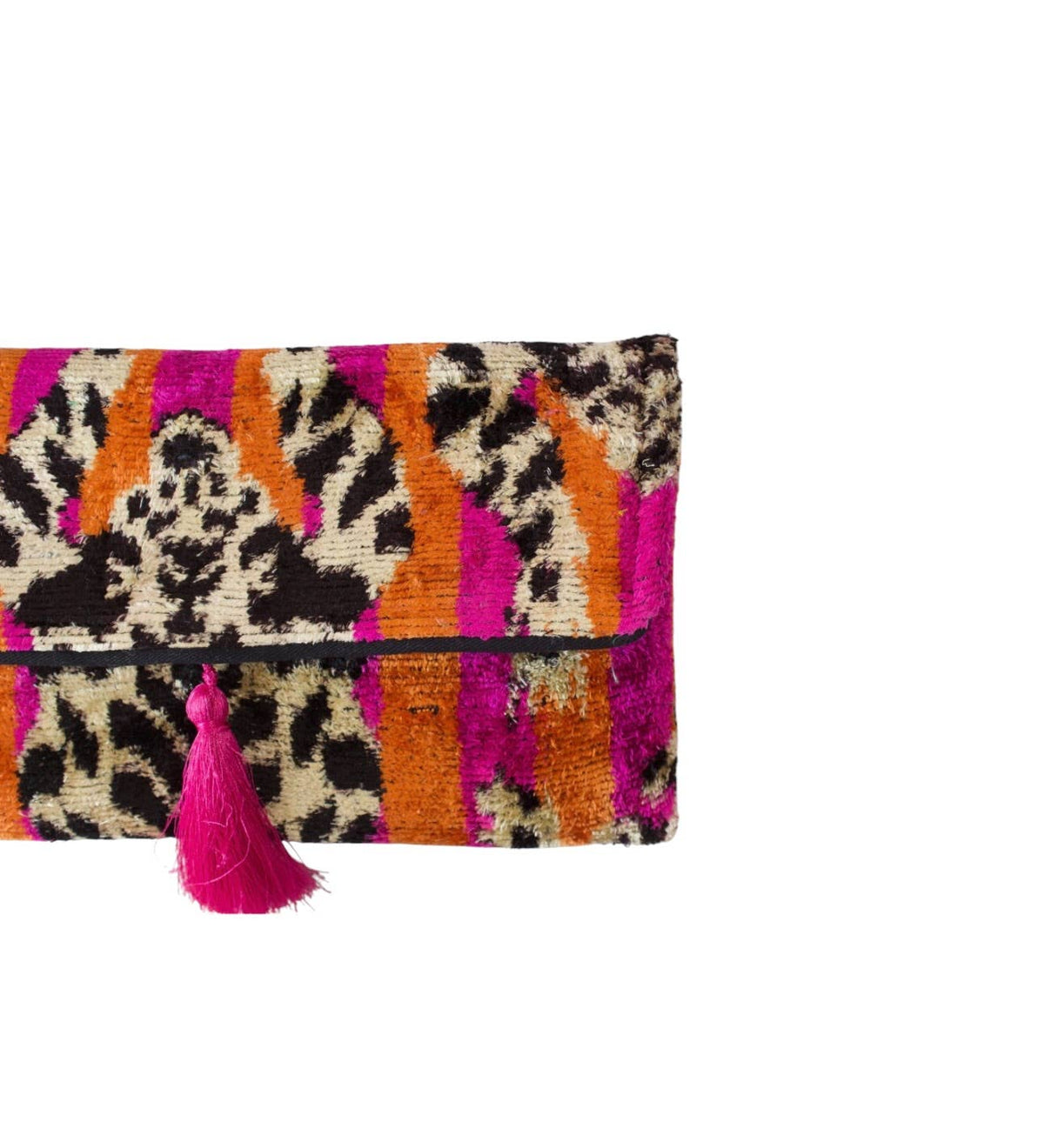 AYCA Design Silk Velvet Ikat Tassel Clutch