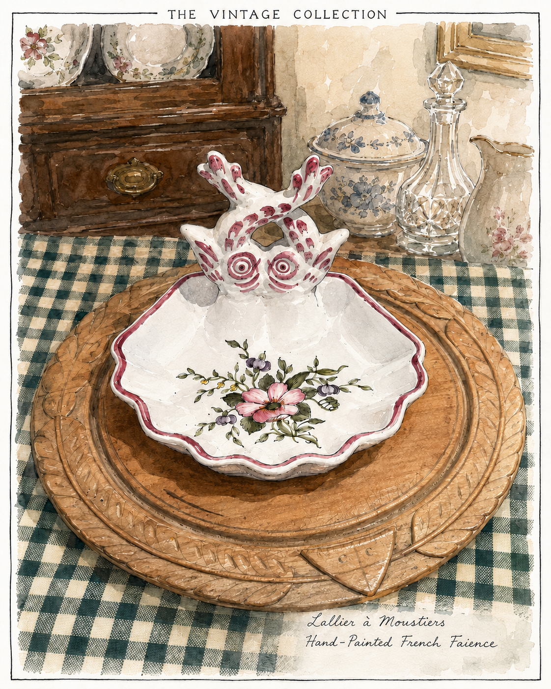 Vintage French Lallier Moustiers Faience Fish Dish