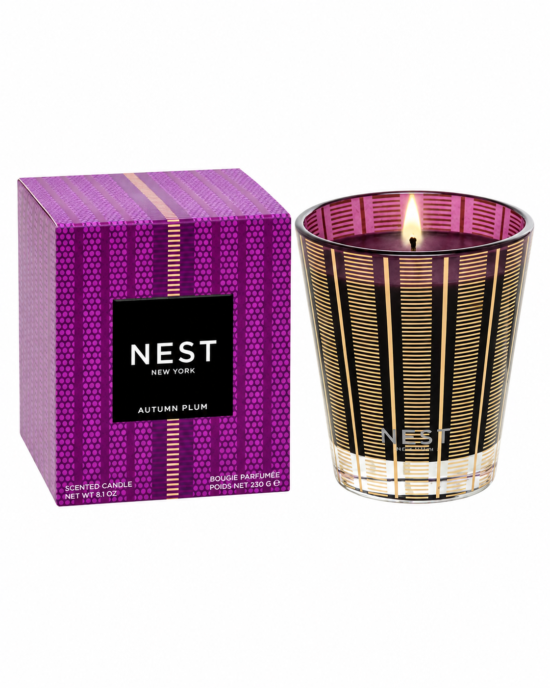 Nest Autumn Plum Classic Candle with gift box on white background